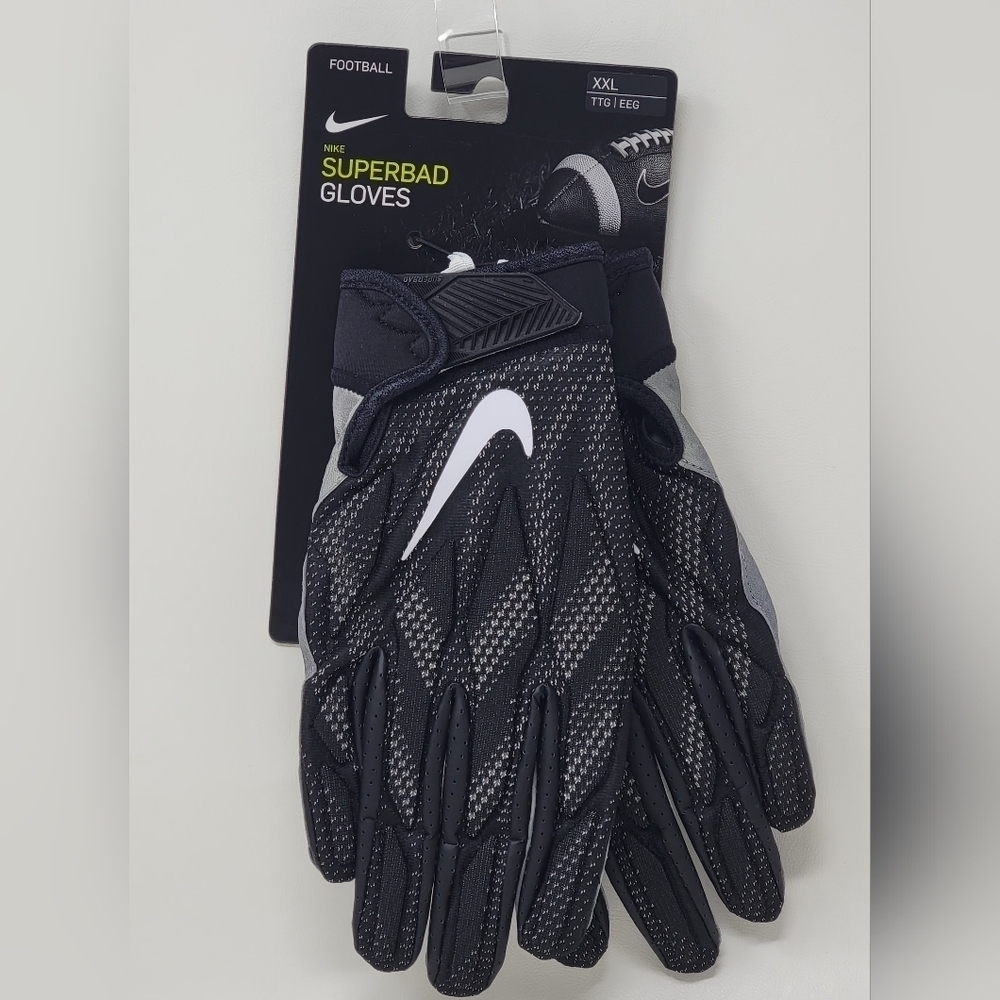 Nike Mens Size 2XL SM Superbad 4.5 FG NFL Gloves Black/Gray PGF764-017 NEW